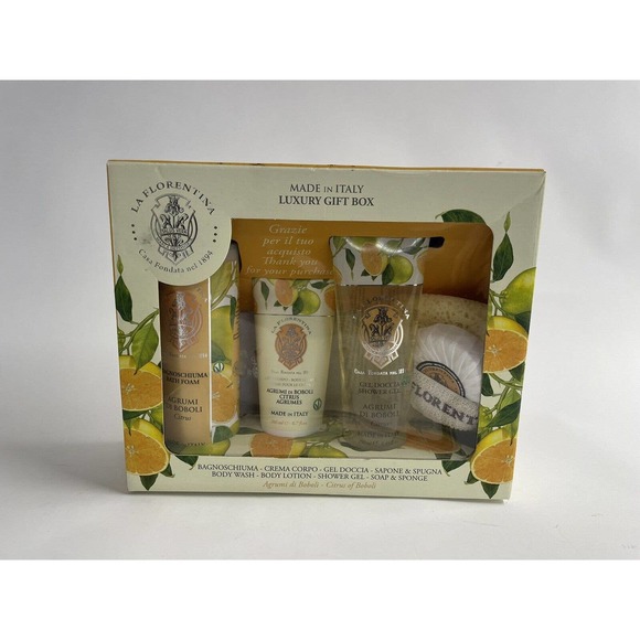 La Florentina Agrumi di Boboli Italian Bar Soap Citrus Scent Gift Box Lotion Gel - Picture 1 of 2